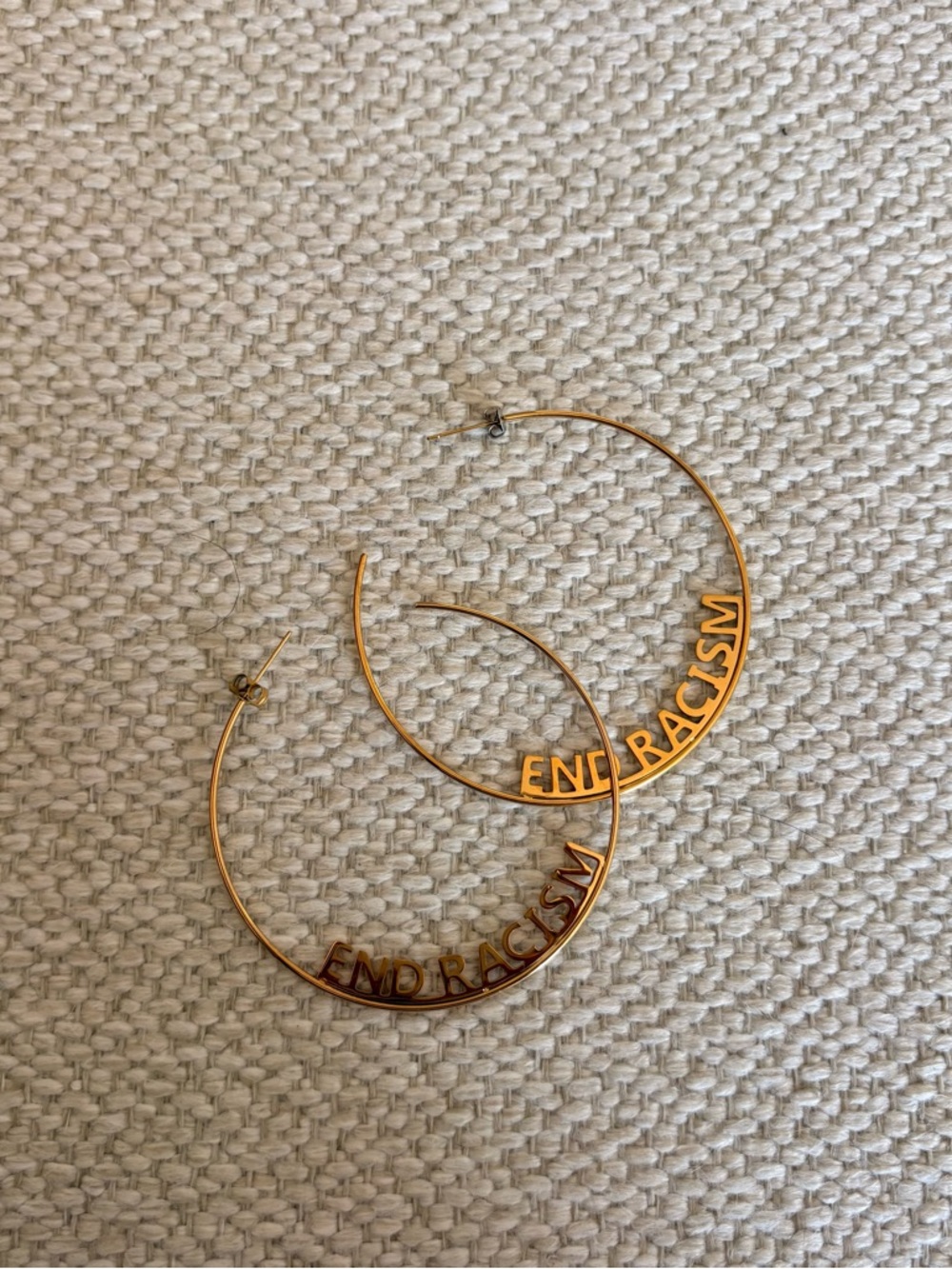 Gold 'END RACISM' Hoop Earrings